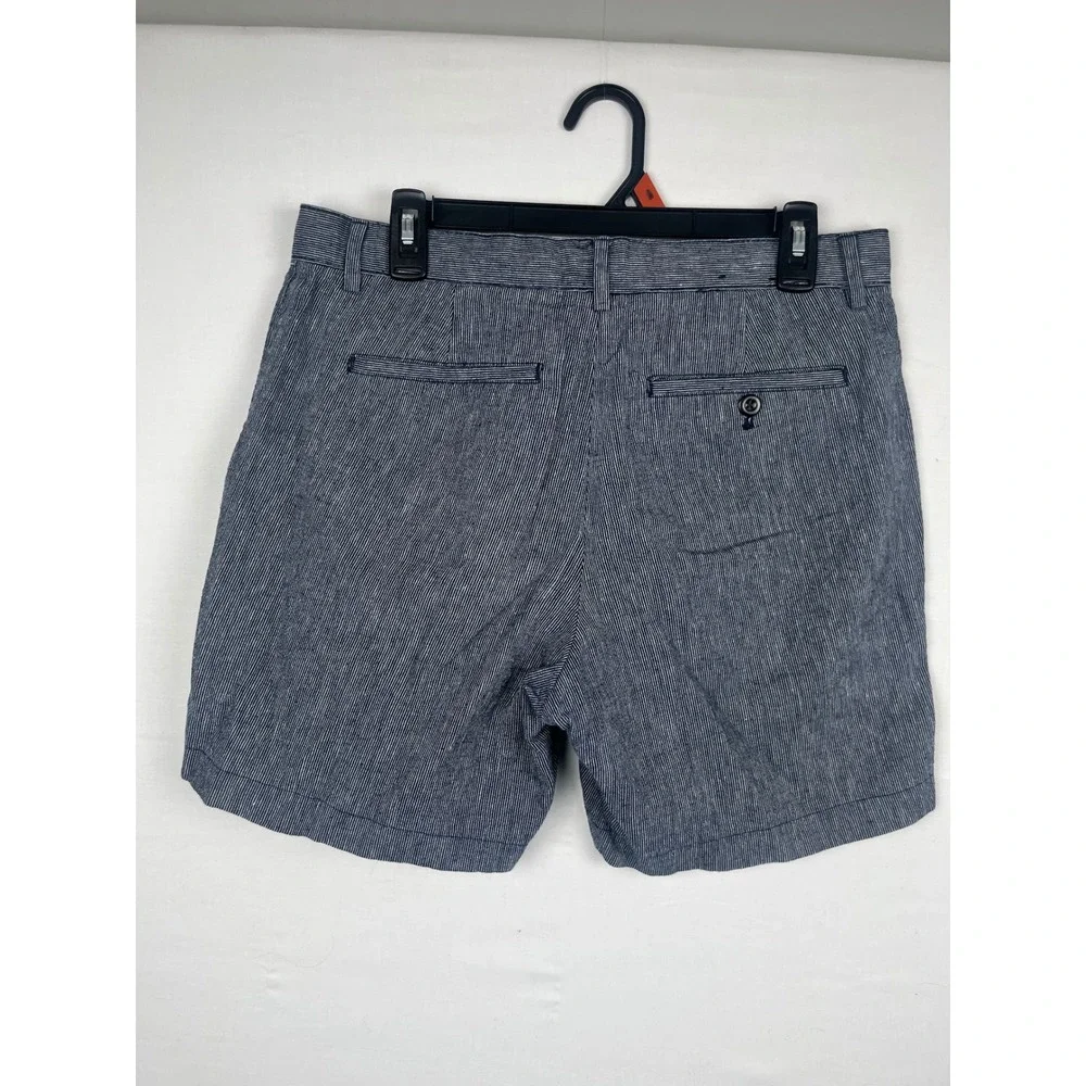 Banana Republic Linen Blend Shorts Mens 31 Pinstripe Blue White 2517